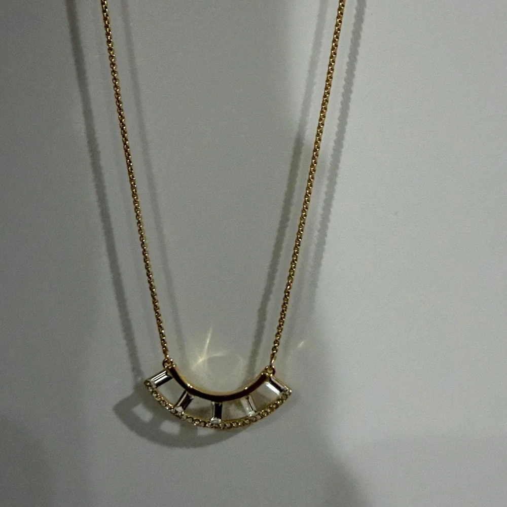 Vince Camuto Women’s Pave Baguette Rhinestone Crescent-shaped Pendant Necklace